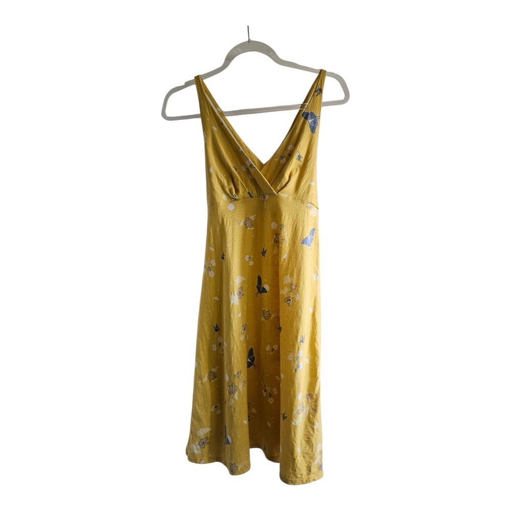 Patagonia Amber Dawn Dress XS Organic Cotton Stretch Yellow Sleeveless...